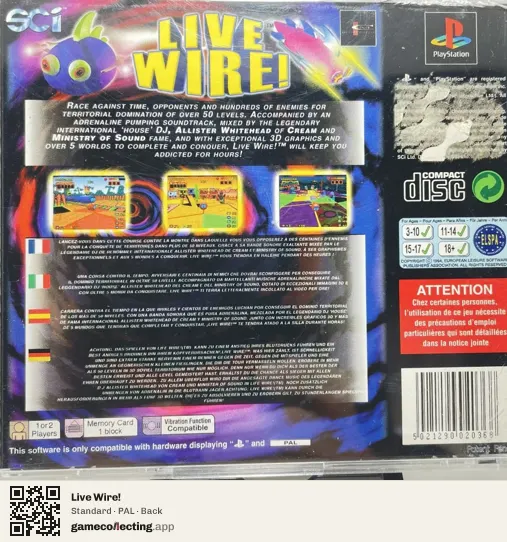 Live Wire! PlayStation, PAL box back