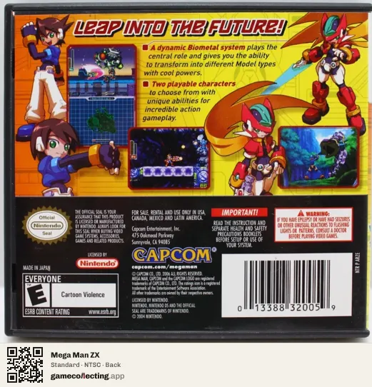 Mega Man ZX Nintendo DS, NTSC box back