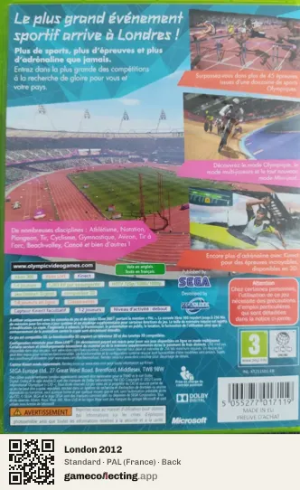 London 2012 Xbox 360, France box back