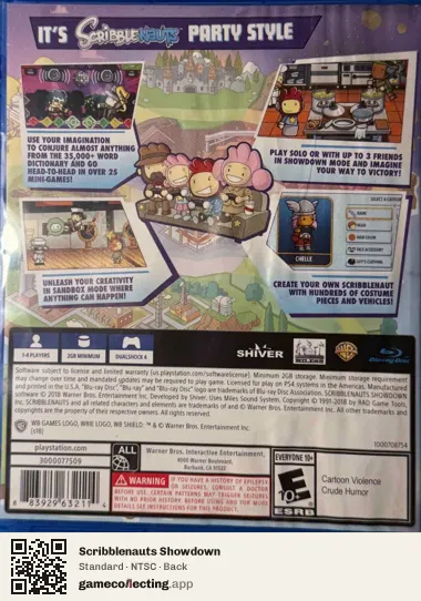 Scribblenauts Showdown PlayStation 4, NTSC box back