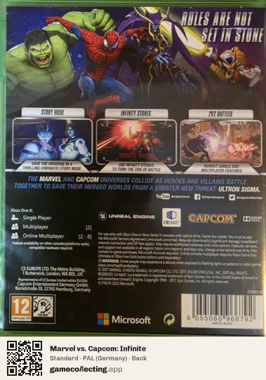 Marvel vs. Capcom: Infinite Xbox One, Germany box back