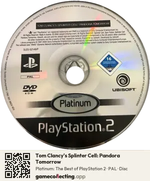 Tom Clancy's Splinter Cell: Pandora Tomorrow PlayStation 2, PAL disc