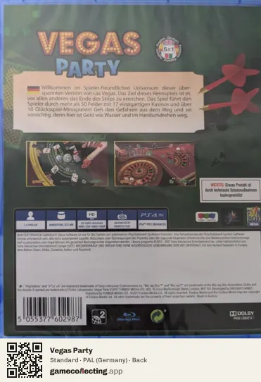 Vegas Party PlayStation 4, Germany box back