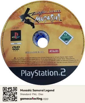 Musashi: Samurai Legend PlayStation 2, PAL disc