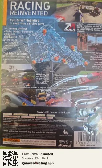 Test Drive Unlimited Xbox 360, PAL box back