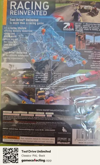 Test Drive Unlimited Xbox 360, PAL box back