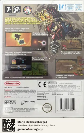 Mario Strikers Charged Nintendo Wii, Netherlands box back