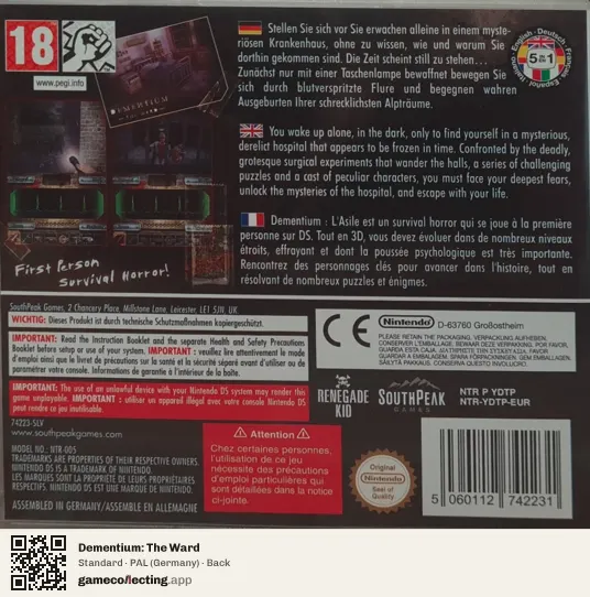 Dementium: The Ward Nintendo DS, Germany box back