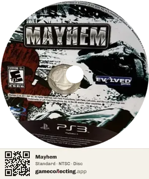 Mayhem PlayStation 3, NTSC disc