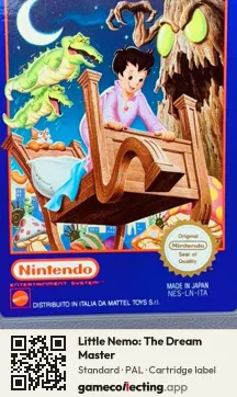 Little Nemo: The Dream Master Nintendo Entertainment System, PAL cartridge label