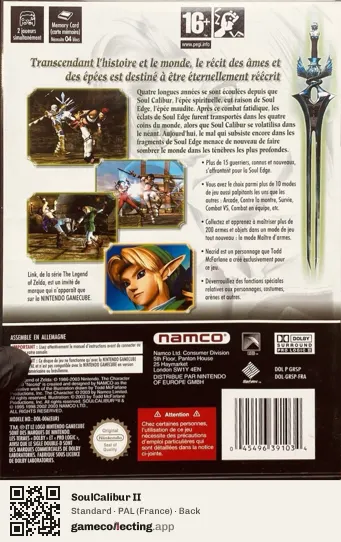 SoulCalibur II Nintendo GameCube, France box back