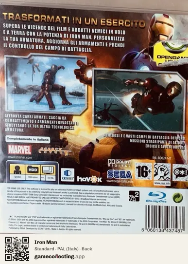 Iron Man PlayStation 3, Italy box back