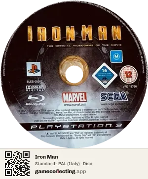 Iron Man PlayStation 3, PAL disc