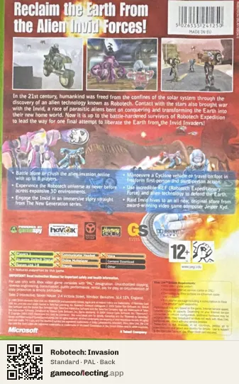 Robotech: Invasion Xbox, PAL box back