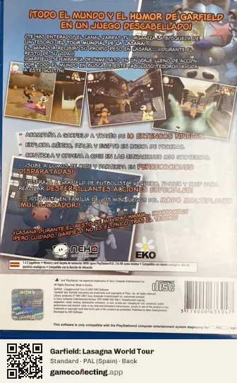 Garfield: Lasagna World Tour PlayStation 2, Spain box back