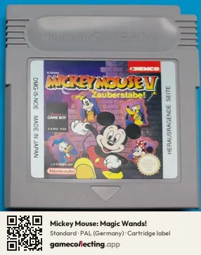 Mickey Mouse: Magic Wands! Game Boy, PAL cartridge label