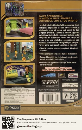 The Simpsons: Hit & Run Computer, Italy box back