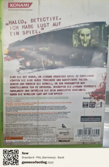 Saw Xbox 360, Germany box back