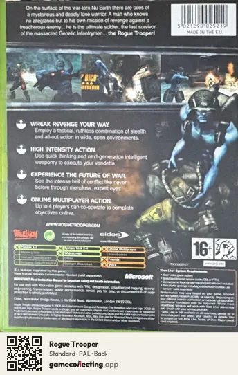 Rogue Trooper Xbox, PAL box back