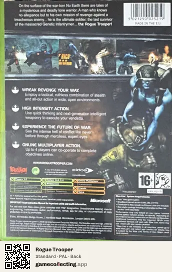 Rogue Trooper Xbox, PAL box back