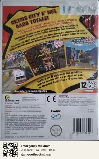 Emergency Mayhem Nintendo Wii, Italy box back