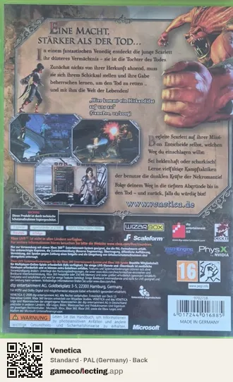 Venetica Xbox 360, Germany box back