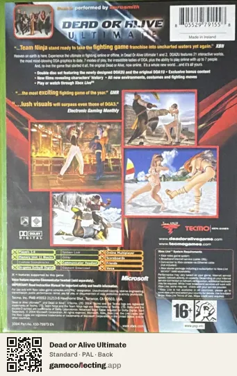Dead or Alive Ultimate Xbox, PAL box back