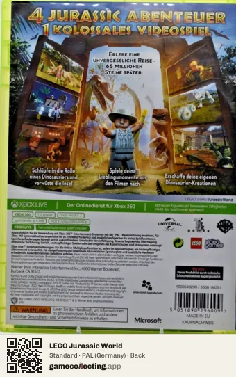 LEGO Jurassic World Xbox 360, Germany box back