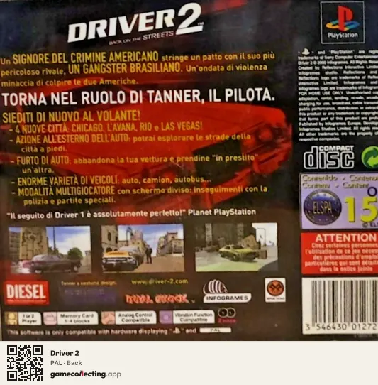 Driver 2 PlayStation, PAL box back
