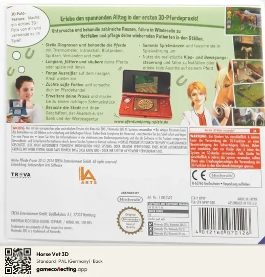 Horse Vet 3D Nintendo 3DS, Germany box back