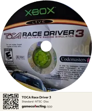 TOCA Race Driver 3 Xbox, NTSC disc