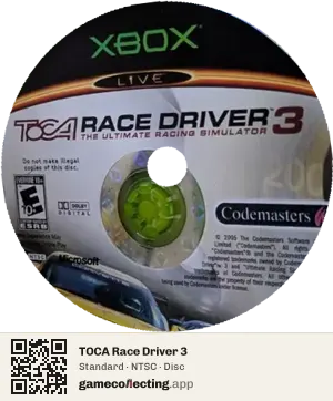 TOCA Race Driver 3 Xbox, NTSC disc