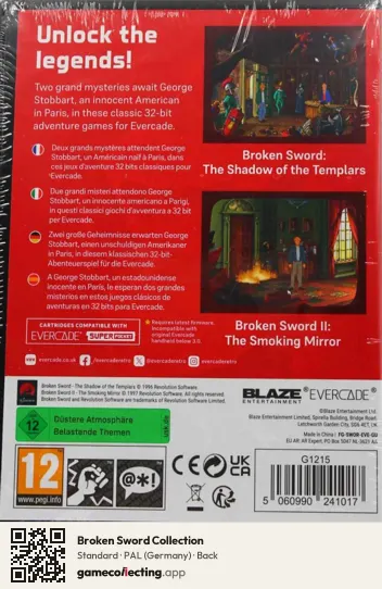 Broken Sword Collection Evercade, Germany box back