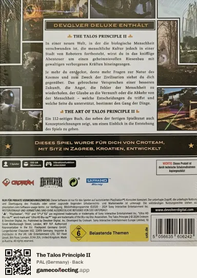 The Talos Principle II PlayStation 5, Germany box back