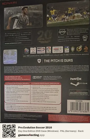Pro Evolution Soccer 2016 Computer, Germany box back