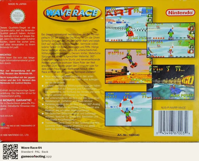 Wave Race 64 Nintendo 64, PAL box back