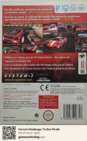 Ferrari Challenge: Trofeo Pirelli Nintendo Wii, France box back
