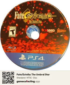 Fate/Extella: The Umbral Star PlayStation 4, NTSC disc