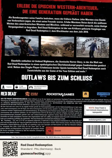 Red Dead Redemption PlayStation 5, Germany box back