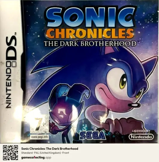 Sonic Chronicles: The Dark Brotherhood Nintendo DS, United Kingdom box front