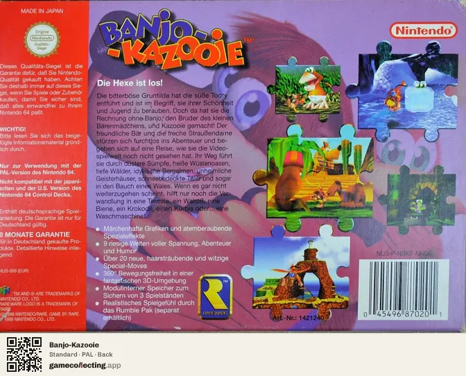 Banjo-Kazooie Nintendo 64, PAL box back
