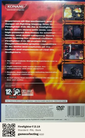 Firefighter F.D.18 PlayStation 2, PAL box back