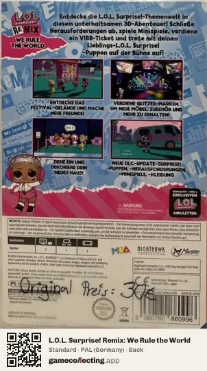 L.O.L. Surprise! Remix: We Rule the World Nintendo Switch, Germany box back