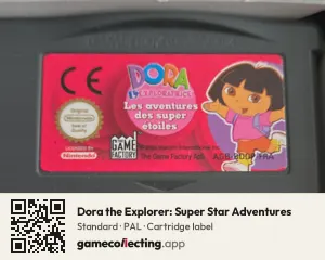 Dora the Explorer: Super Star Adventures Game Boy Advance, PAL cartridge label