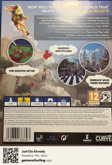Just Die Already PlayStation 4, PAL box back