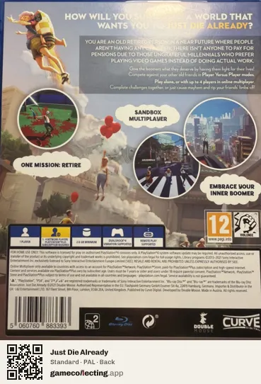 Just Die Already PlayStation 4, PAL box back