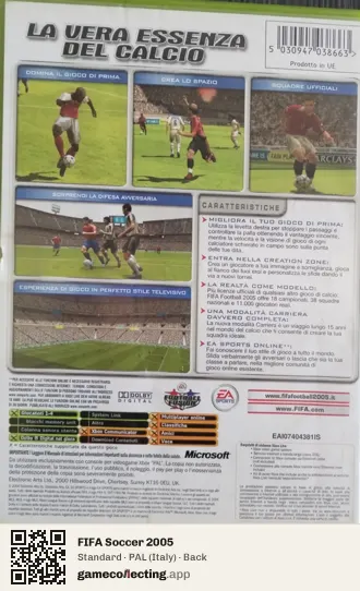 FIFA Soccer 2005 Xbox, Italy box back