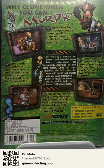 Dr. Muto PlayStation 2, NTSC box back