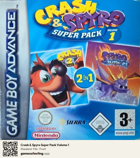 Crash & Spyro Super Pack Volume 1 Game Boy Advance, PAL box front