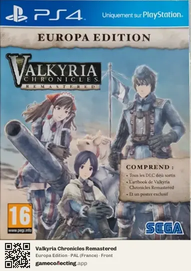 Valkyria Chronicles Remastered PlayStation 4, France box front